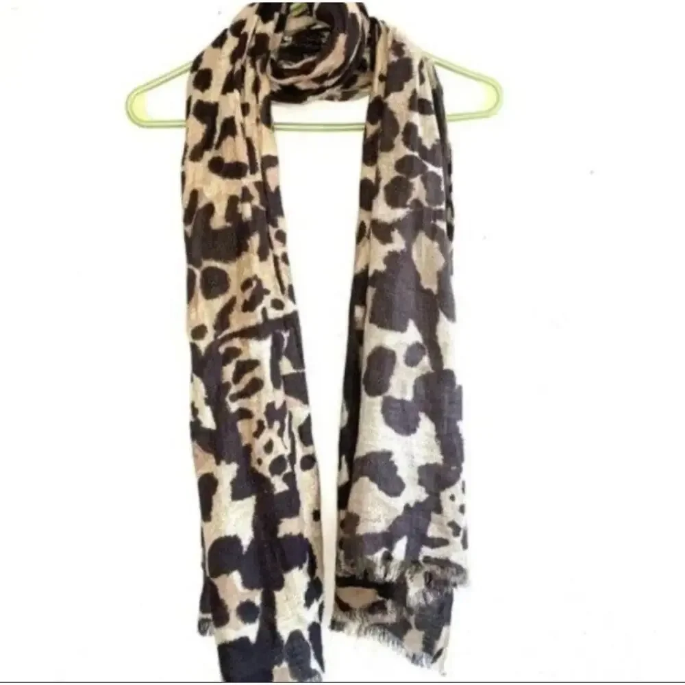 Tan Brown Animal Leopard Cheetah Print Scarf Lightweight Autumn Winter Accessory